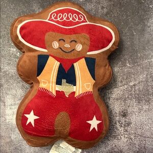 Kohl's Festive Cowboy Gingerbread Pillow - Red, Brown, Blue